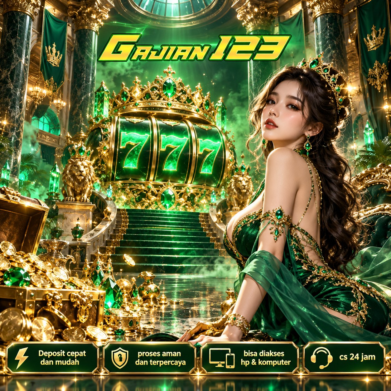 Banner GAJIAN123: event bertema scatter hitam dan naga merah